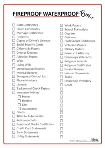 Free printable checklist of important documents you want to protect! #beprepared #firebox #firetips #freeprintable