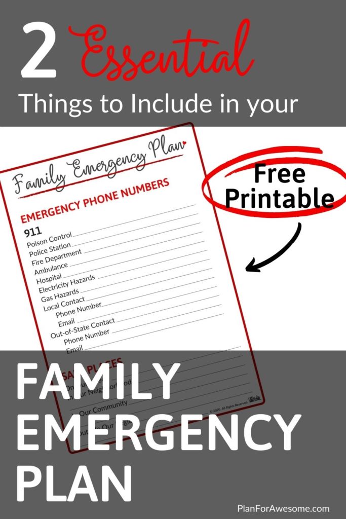 2 Essential Things to Include in Your Family Emergency Plan - cute free printable #beprepared #emergencypreparedness
