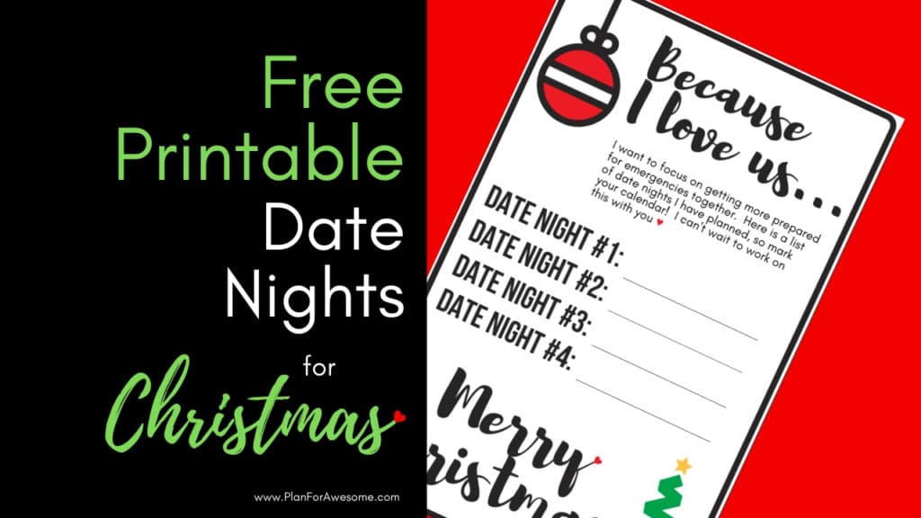 FREE PRINTABLE Date Nights for Christmas - The Perfect Gift! What an awesome idea for a Christmas gift for your spouse. PlanForAwesome
