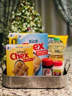 The Yummiest Homemade Non-Sugary Snack for the Holidays - this homemade Chex mix is A-MAZ-ING and SO EASY!!!! Dump all the boxes in, throw in the seasoning, stir it up, and bake. LOVE THIS STUFF! -PlanForAwesome