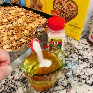 The Yummiest Homemade Non-Sugary Snack for the Holidays - this homemade Chex mix is A-MAZ-ING and SO EASY!!!! Dump all the boxes in, throw in the seasoning, stir it up, and bake. LOVE THIS STUFF! -PlanForAwesome