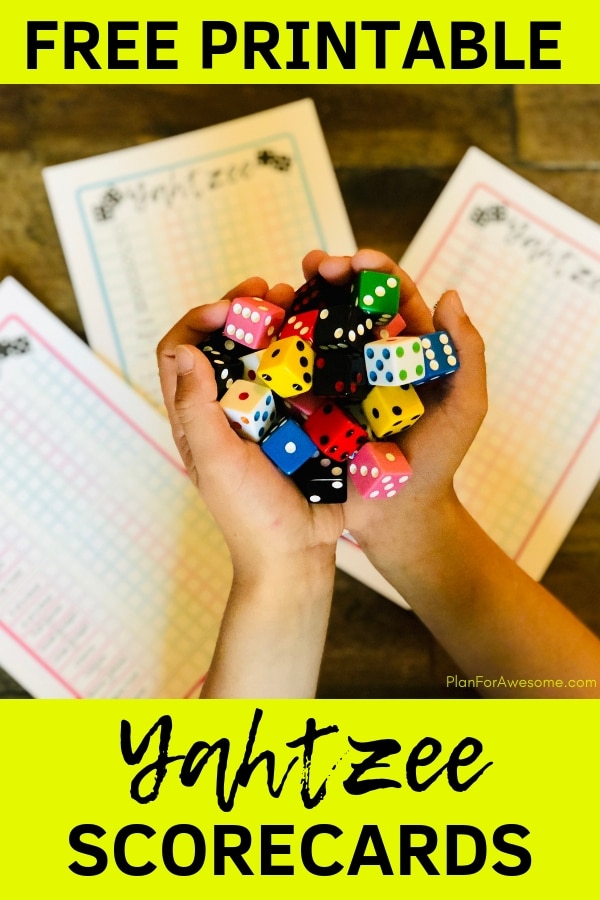 free printable yahtzee scorecards bright colorful for