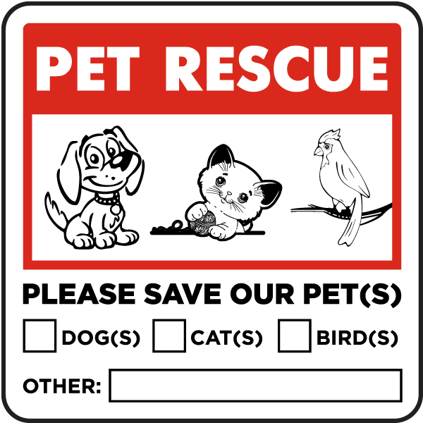 pet sticker decal for emergencies.