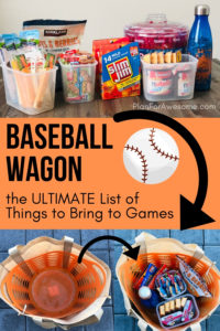 Baseball Wagon: The Ultimate List of Things to Bring to Little League Baseball Games- This is the BEST, most comprehensive list I have seen for what to bring to be prepared for baseball game days. This girl covers EVERYTHING. She even has a cute, organized, and free printable checklist!