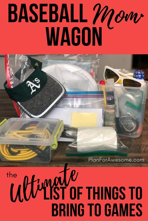 Baseball Wagon: The Ultimate List of Things to Bring on Little League Game Days - This is the BEST, most comprehensive list I have seen for what to bring to be prepared for baseball games. It covers EVERYTHING, and even has a free printable checklist!