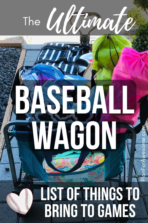Baseball Wagon: The Ultimate List of Things to Bring to Little League Games - This is the BEST, most comprehensive list I have seen for what to bring to be prepared for baseball game days. It covers EVERYTHING! Plus, a free printable checklist!