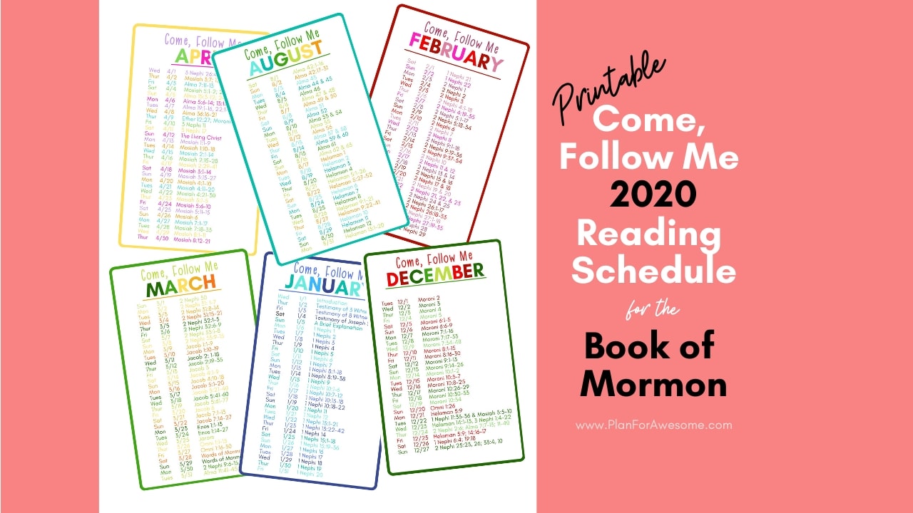 Printable Come Follow Me 2020 Reading Schedule Plan For Awesome