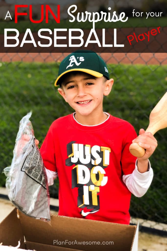 The BEST GIFT EVER for Baseball Players and she has a $20 coupon code!  This is seriously the coolest and the easiest gift idea for baseball lovers and players!  A surprise box full of baseball gear, apparel, training aids, accessories, and snacks - I just ordered a subscription for my kids!!  #baseballgiftideas #baseballmom