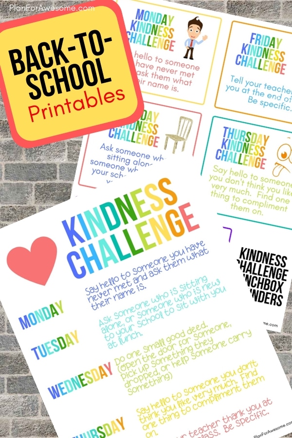 Free Printable Back-to-School Kindness Challenge! Can't wait to do this with my kids the first week of school - and these printables are ADORABLE! #kindness #backtoschool