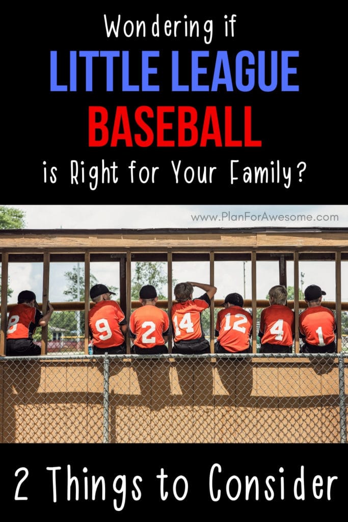 2 Things to Consider Before Signing Your Kid Up For Little League Baseball - this was so helpful when deciding whether or not to sign my son up for Little League Baseball!  This girl is REAL and tells you how much it will ACTUALLY cost and how much of a time commitment it is.  I love her website - super helpful! #littleleaguemom #baseballmomtips #baseballmom