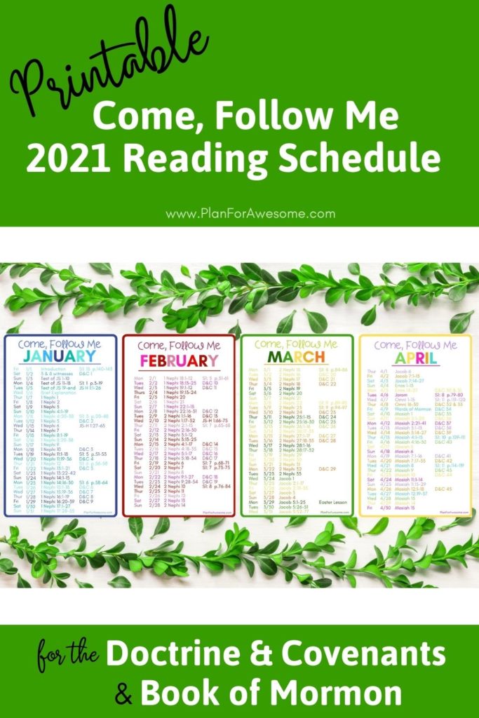 2021 Come Follow Me Daily Reading Schedule for the D&C AND Book of Mormon! The perfect printable reading schedule to keep you on track to not only get the Come, Follow Me reading done, but also to start and finish the Book of Mormon in 2021. #comefollowme #ldsprintable
