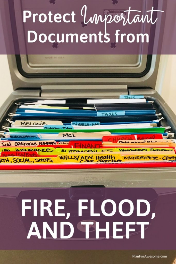 Protect Important Documents With a Fireproof Waterproof Box- Get all the details on why you need one, which documents to include, how to organize, what size, & more! The free printable checklist is perfect and so helpful! #beprepared #firebox #firetips #firesafety
