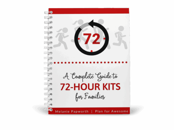 72-Hour Kit Guide mockup of a notebook.