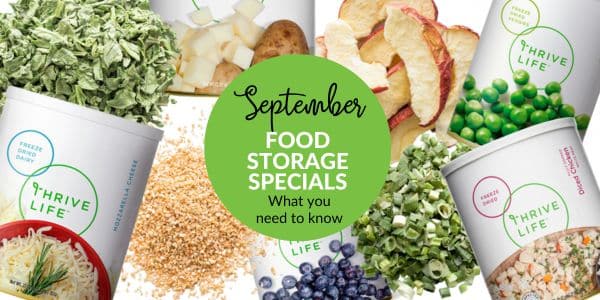 collage of september food storage specials