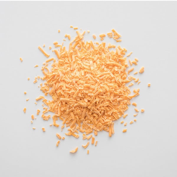 thrive life shredded cheddar cheese aerial view