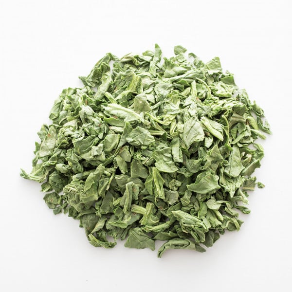 aerial view of chopped spinach from thrive life