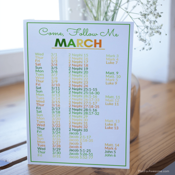 2023 Come Follow Me Printable Daily Reading Schedule - March Page