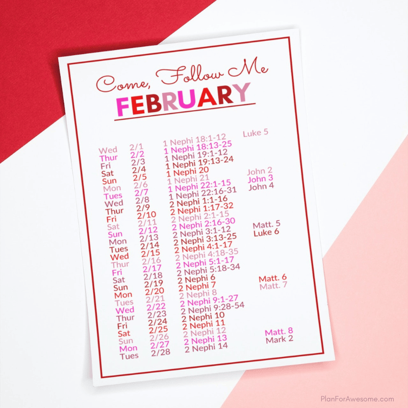 2023 Come Follow Me Printable Daily Reading Schedule - February Page