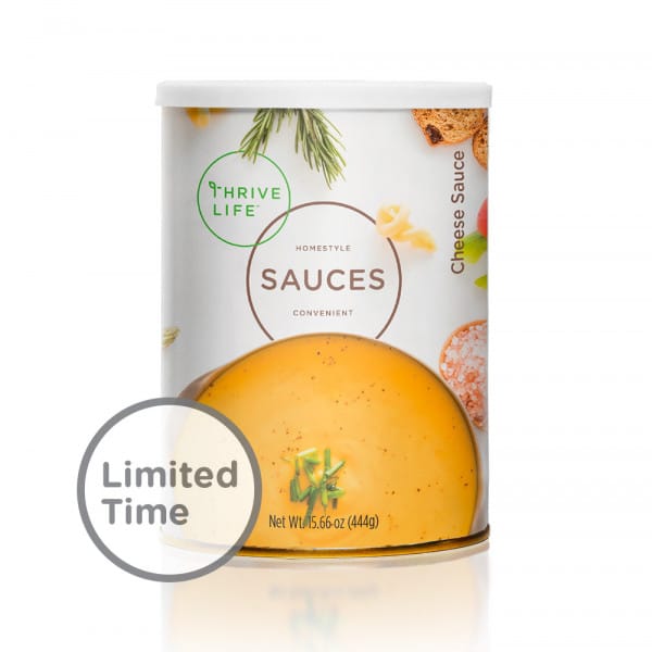 pantry can of thrive life cheese sauce.