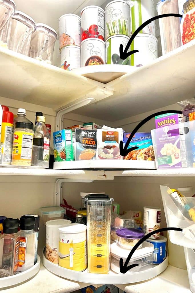 lazy susan in corner of pantry