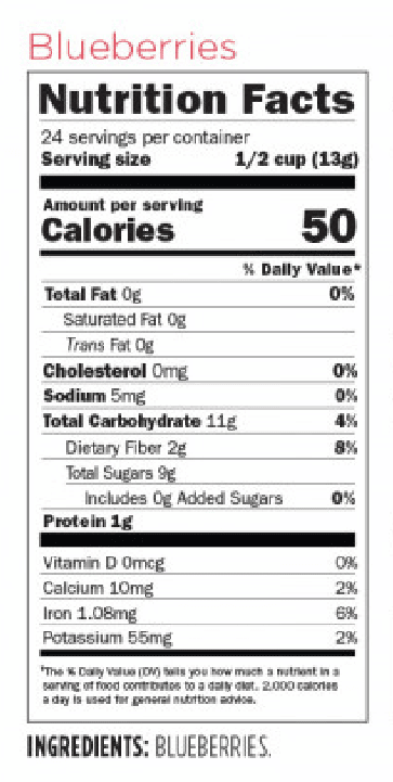 thrive life freeze dried blueberries nutrition label