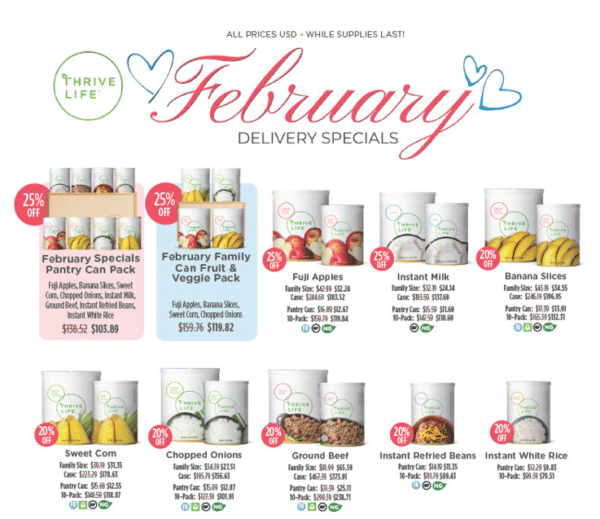 February 2023 Thrive Life Food Storage Specials