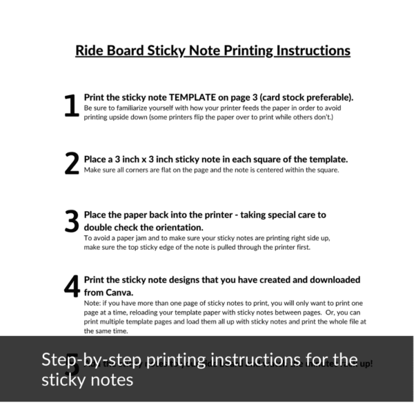 Instructions for Printing Sticky Notes