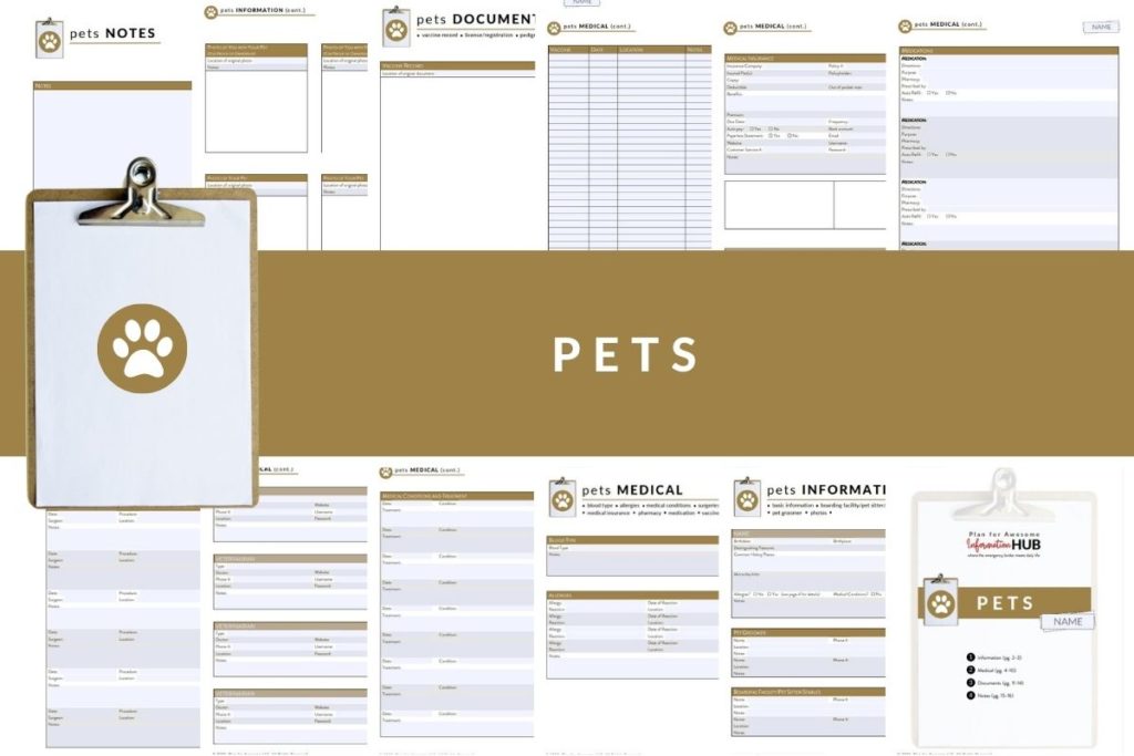 collage of pages in pets section of information hub