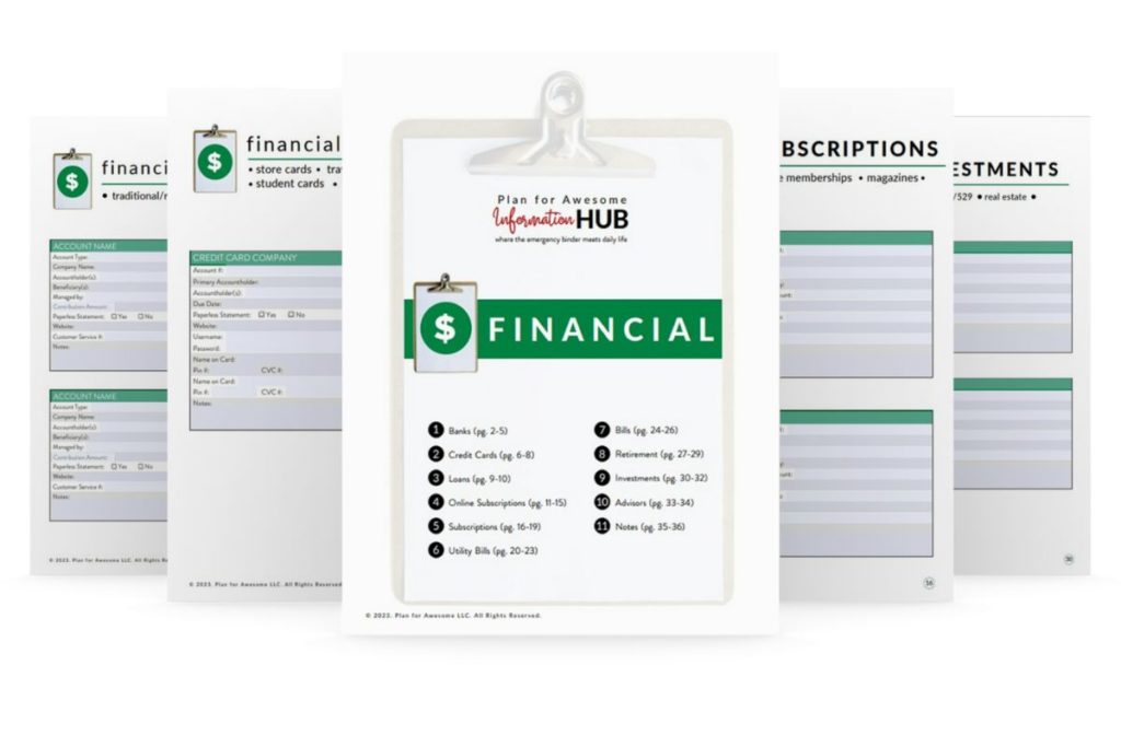 mockup of info hub financial section pages