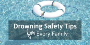 swimming pool with life buoy and shadow of toddler