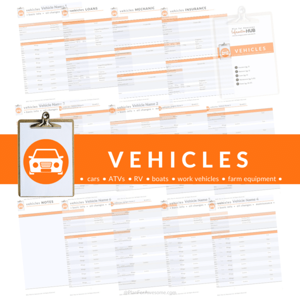 all pages included in the vehicle section of info hub.