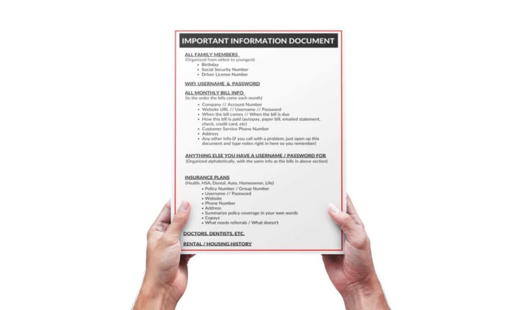 two hands holding important information document