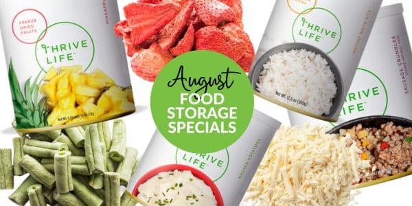 mockup of august food storage specials from thrive life