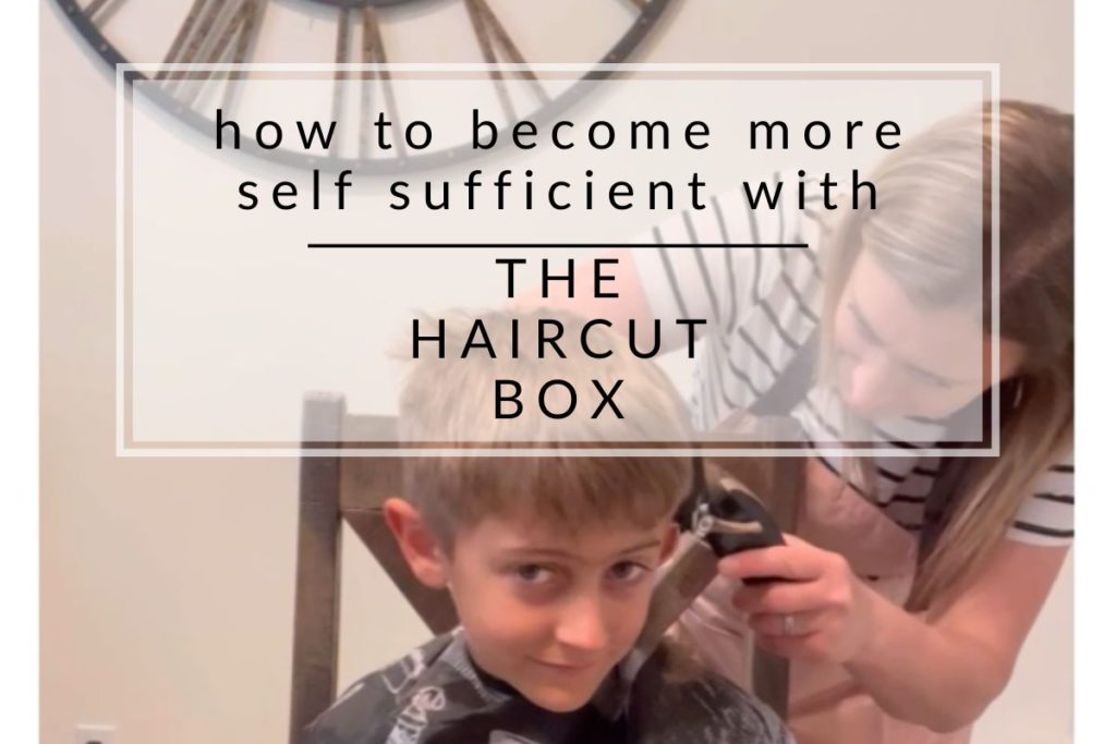 Melanie Papworth cutting her son's hair at home