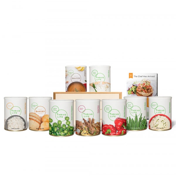 variety of thrive life food cans