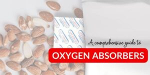 almonds spilling out of bag with oxygen absorber