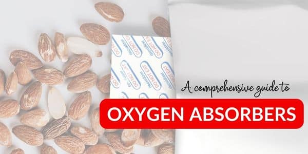 almonds spilling out of bag with oxygen absorber