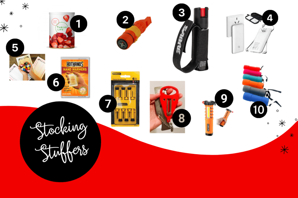 10 emergency preparedness stocking stuffer ideas.