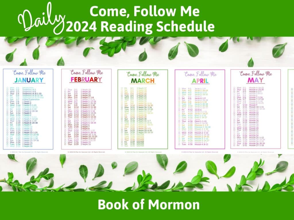 monthly printable reading schedule for come, follow me.
