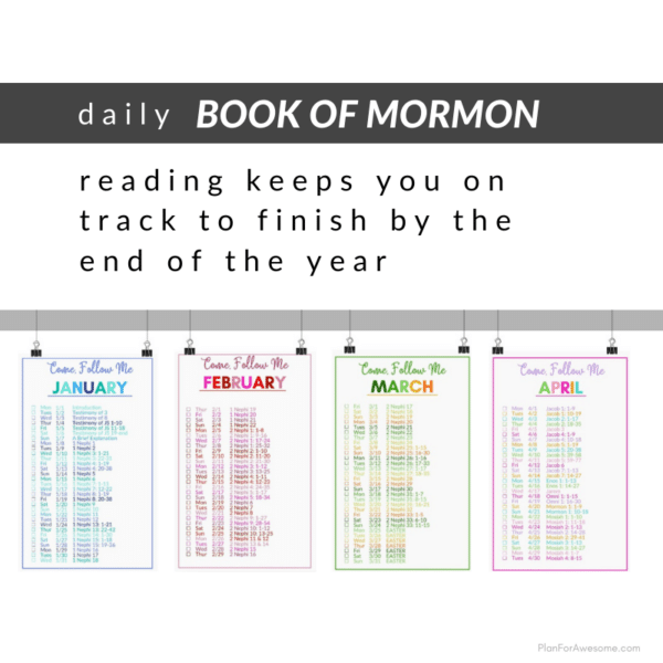 The Book of Mormon reading keeps you on track to finish by the end of the year.