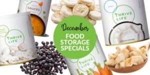 december thrive life specials including mushroom pieces, instant milk, carrot dices.