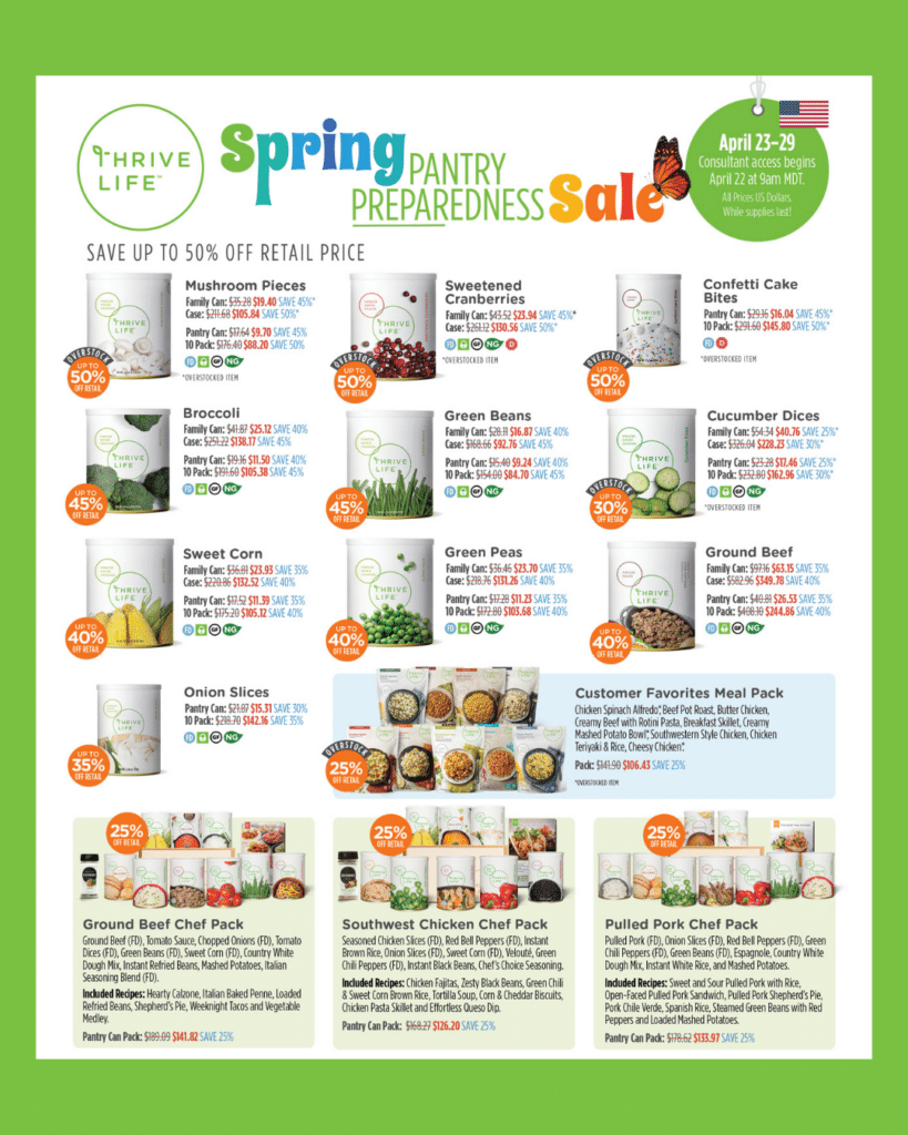 Thrive Life Food Storage Spring Sale Flyer