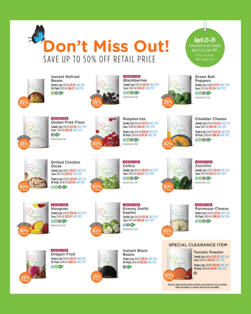 Thrive Life Food Storage Spring Sale Flyer!