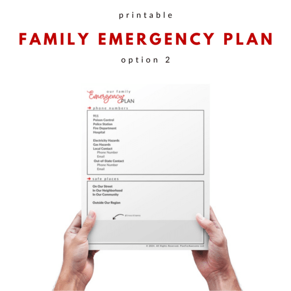 Two Holds Handing the Family Emergency Plan.