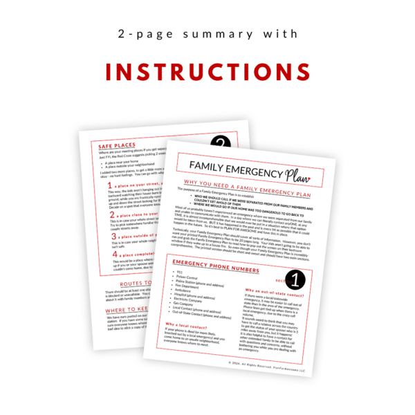 Mockup of Family Emergency Plan Printable Instructions