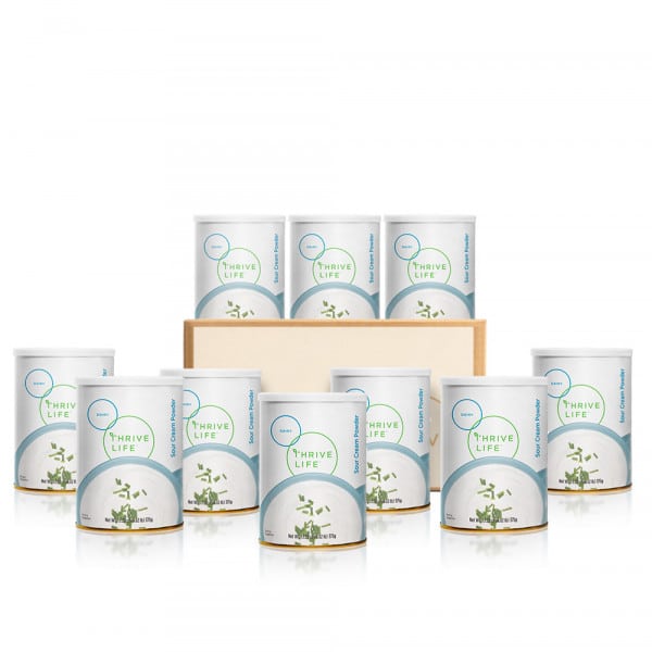 10 pantry cans of thrive life sour cream powder.
