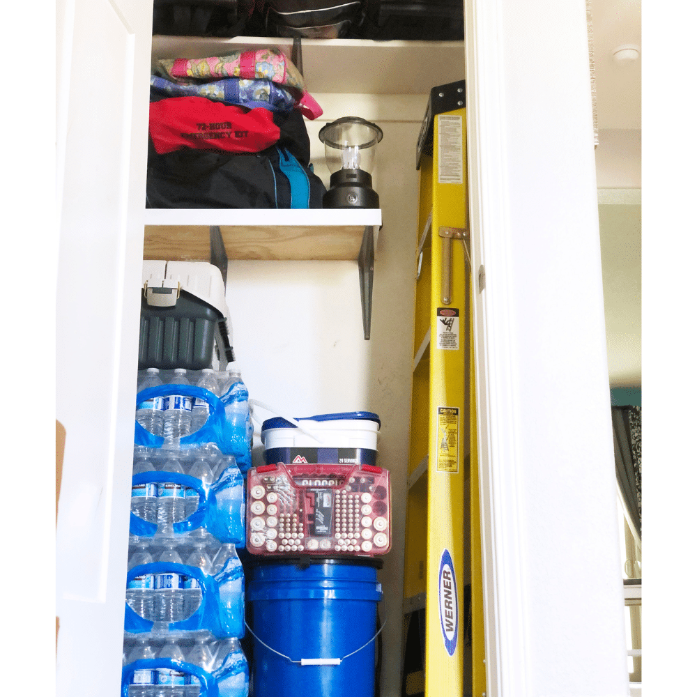 Coat closet turned into evacuation closet.