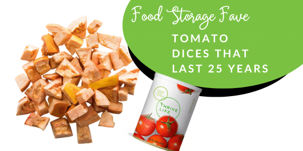 pantry can and pile of thrive life tomato dices.