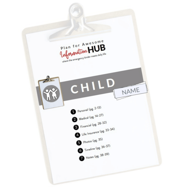 Child Section of Information Hub: where the emergency binder meets daily life