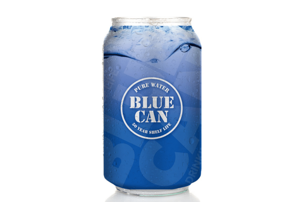 one blue can water.